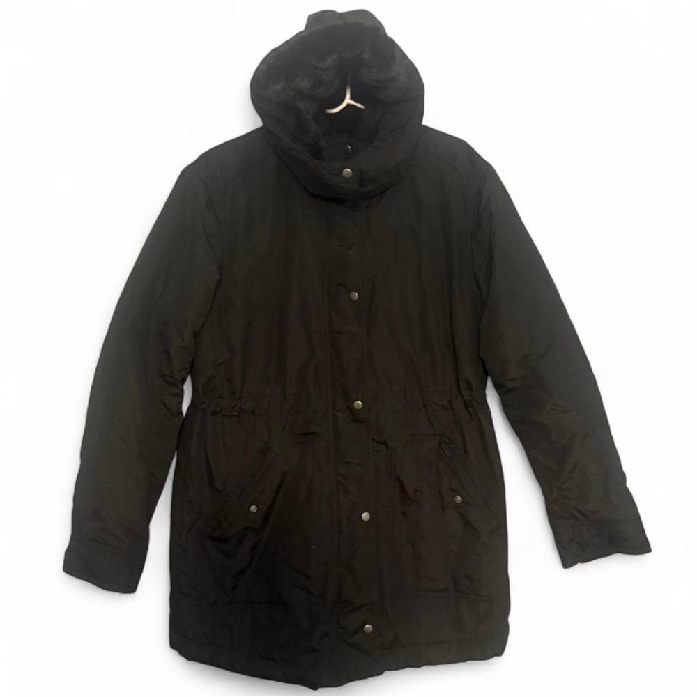 Women Black Old Navy Hooded Coat. Size M